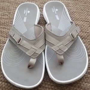 Clarks Cloudsteppers Sport Thong Sandals - Breeze Sea, Size 9, Taupe